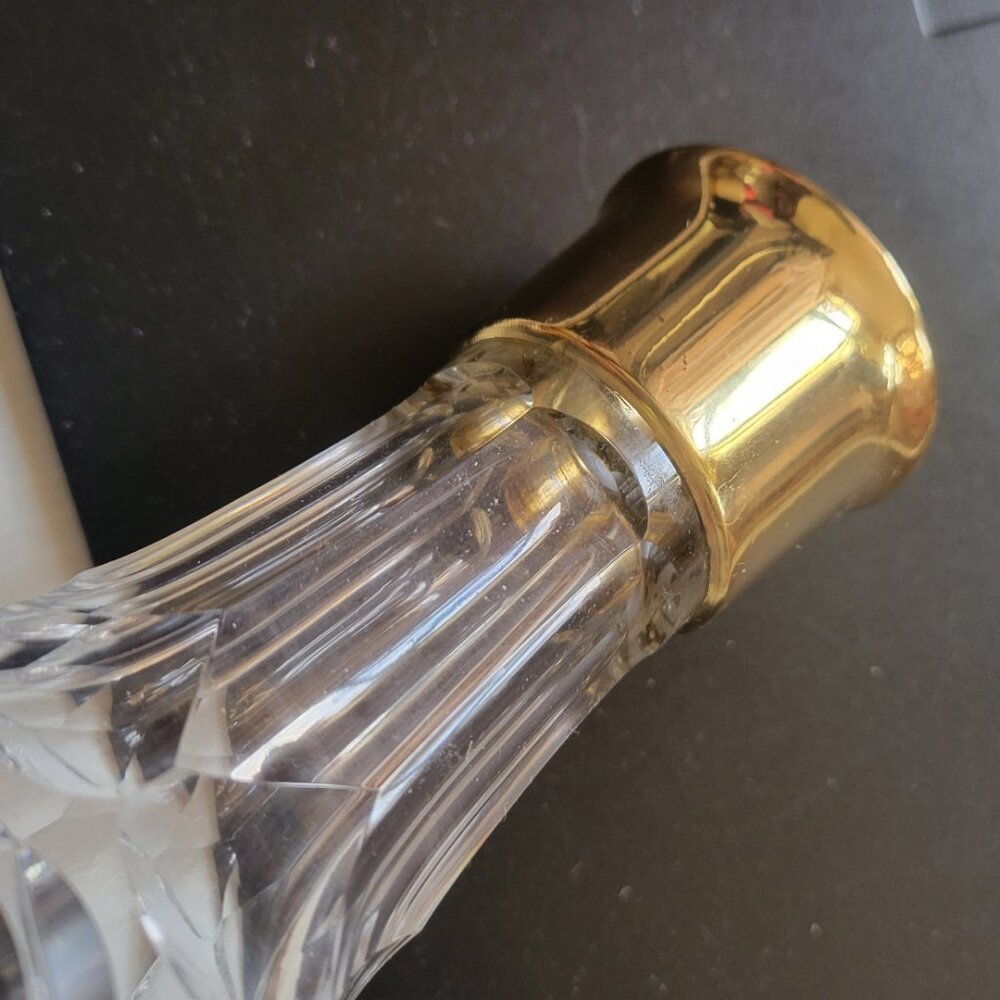 Waterford Crystal Ships Decanter With Gold Band Collar 10" Tall Rare vtg Ireland - Picture 3 of 11